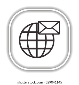 Internet e-mai, envelope lette, Globe. Modern design flat style icon