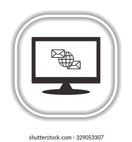 Internet e-mai, envelope lette, Globe.  Modern design flat style icon