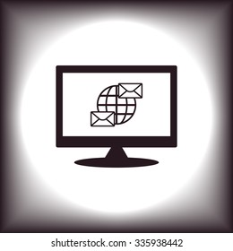 Internet e-mai, envelope lette, Globe. icon. vector design