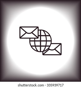 Internet e-mai, envelope lette, Globe. icon. vector design