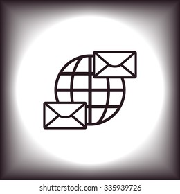 Internet e-mai, envelope lette, Globe. icon. vector design