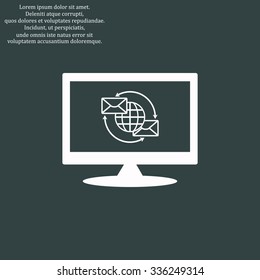 Internet e-mai, envelope lette, Globe. icon. vector design