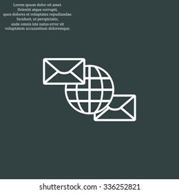 Internet e-mai, envelope lette, Globe. icon. vector design