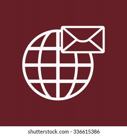 Internet e-mai, envelope lette, Globe. icon. vector design
