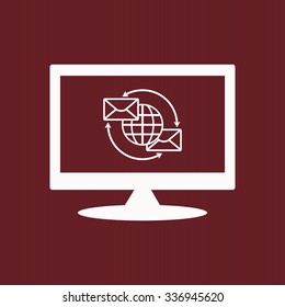 Internet e-mai, envelope lette, Globe. icon. vector design