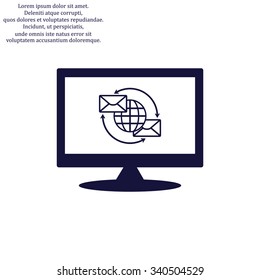 Internet e-mai, envelope lette, Globe. icon. vector design
