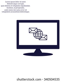 Internet e-mai, envelope lette, Globe. icon. vector design