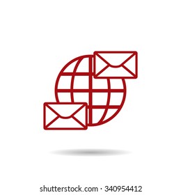 Internet e-mai, envelope lette, Globe. icon. vector design