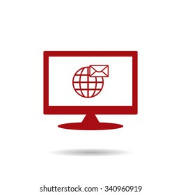Internet e-mai, envelope lette, Globe. icon. vector design