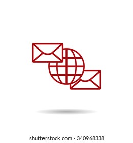 Internet e-mai, envelope lette, Globe. icon. vector design