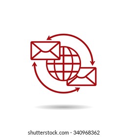 Internet e-mai, envelope lette, Globe. icon. vector design