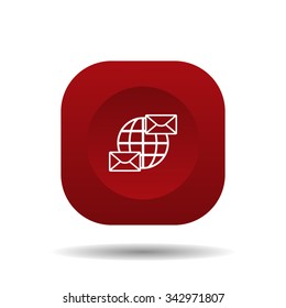 Internet e-mai, envelope lette, Globe. icon. vector design