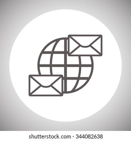 Internet e-mai, envelope lette, Globe. icon. vector design