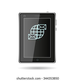 Internet e-mai, envelope lette, Globe. icon. vector design