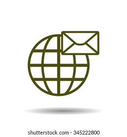 Internet e-mai, envelope lette, Globe. icon. vector design