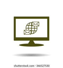 Internet e-mai, envelope lette, Globe. icon. vector design