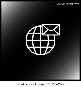Internet e-mai, envelope letter, Globe. icon. vector design