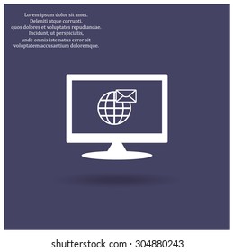Internet e-mai, envelope letter, Globe. icon. vector design