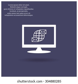 Internet e-mai, envelope letter, Globe. icon. vector design