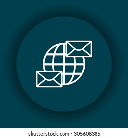 Internet e-mai, envelope letter, Globe. icon. vector design