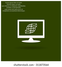 Internet e-mai, envelope letter, Globe. icon. vector design