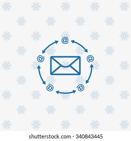 Internet e-mai. icon. vector design  background with snowflakes