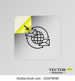 Internet e-mail, envelope letter, Globe, vector illustration, EPS 10