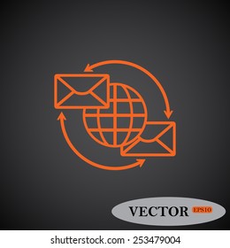 Internet e-mail, envelope letter, Globe, vector illustration, EPS 10