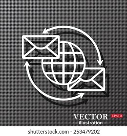 Internet e-mail, envelope letter, Globe, vector illustration, EPS 10