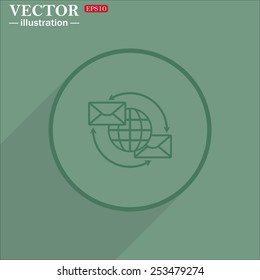 Internet e-mail, envelope letter, Globe, vector illustration, EPS 10