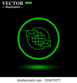 Internet e-mail, envelope letter, Globe, vector illustration, EPS 10
