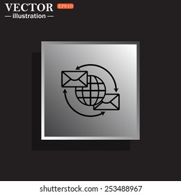 Internet e-mail, envelope letter, Globe, vector illustration, EPS 10