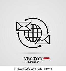 Internet e-mail, envelope letter, Globe, vector illustration, EPS 10