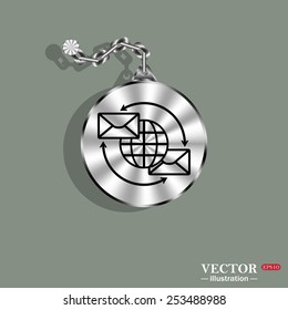 Internet e-mail, envelope letter, Globe, vector illustration, EPS 10