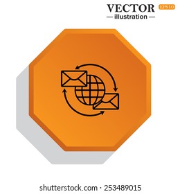 Internet e-mail, envelope letter, Globe, vector illustration, EPS 10