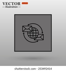 Internet e-mail, envelope letter, Globe, vector illustration, EPS 10