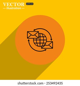 Internet e-mail, envelope letter, Globe, vector illustration, EPS 10