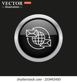 Internet e-mail, envelope letter, Globe, vector illustration, EPS 10