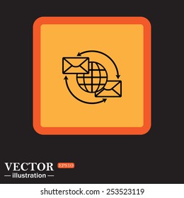 Internet e-mail, envelope letter, Globe, vector illustration, EPS 10