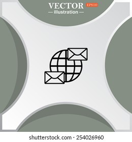Internet e-mail, envelope letter, Globe,  vector illustration, EPS 10