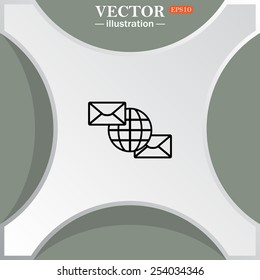 Internet e-mail, envelope letter, Globe,  vector illustration, EPS 10