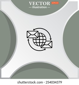 Internet e-mail, envelope letter, Globe,  vector illustration, EPS 10