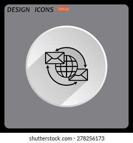 Internet e-mail, envelope letter, Globe. icon. vector design