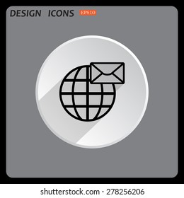 Internet e-mail, envelope letter, Globe. icon. vector design