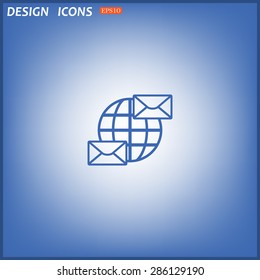 Internet e-mail, envelope letter, Globe. icon. vector design