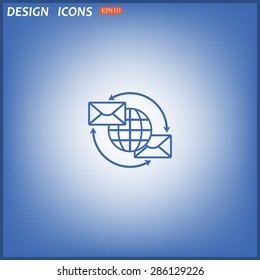 Internet e-mail, envelope letter, Globe. icon. vector design