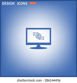Internet e-mail, envelope letter, Globe. icon. vector design