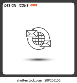 Internet e-mail, envelope letter, Globe. icon. vector design