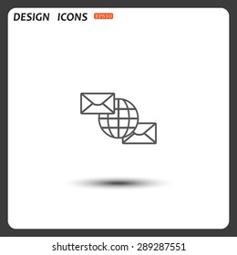 Internet e-mail, envelope letter, Globe. icon. vector design