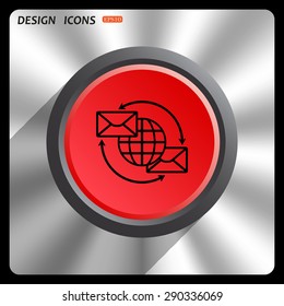 Internet e-mail, envelope letter, Globe. icon. vector design